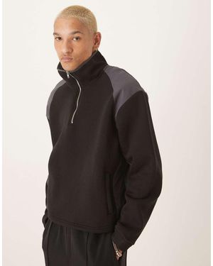 ASOS Oversized Boxy Jumper With Contrast Nylon Panels - Black