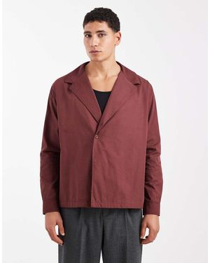 ASOS Relaxed Shawl Collar Poplin Shirt - Red