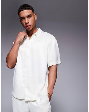 ASOS Chemise décontractée d'ensemble en satin coupe carrée - crème - Gris
