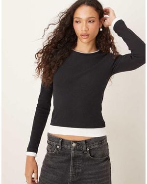 ASOS Layered Long Sleeve Monochrome Top - Black