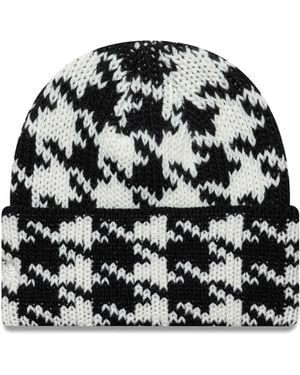 KTZ – strickmütze aus grobstrick mit schwarz-weißem hahnentrittmuster