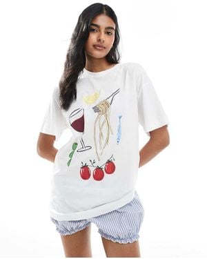 New Look Spaghetti Logo Oversized T-shirt - White
