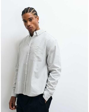 ASOS Camisa Oxford Holgada A Rayas En Verde Salvia - Gris