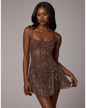 silver mini bodycon dress Embellished V-neck A-Line Mini Dress in Silver - 2