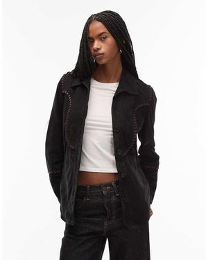 Urbancode Chaqueta Negra De Estilo Boho Con Detalle De Flecos De Ante De - Negro