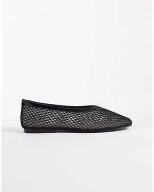 SEQWL Woven Mesh Ballet Flats - White