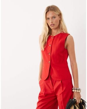 Mango Avocado Waistcoat Co-ord - Red