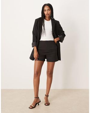Mango Pantalones Cortos De Sastre Negros Con Bolsillos De