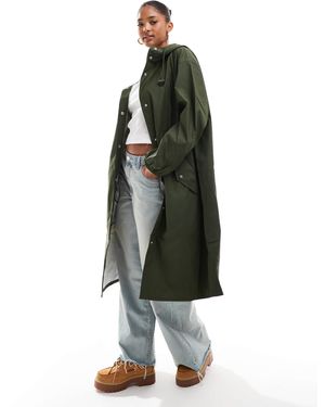 ASOS – langer, gummierter regenparka - Grün