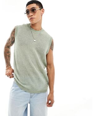 ASOS – weitmaschiges, locker geschnittenes trägertop aus strick - Grau