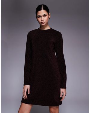 Object Long Sleeve Glitter Mini Dress - Black