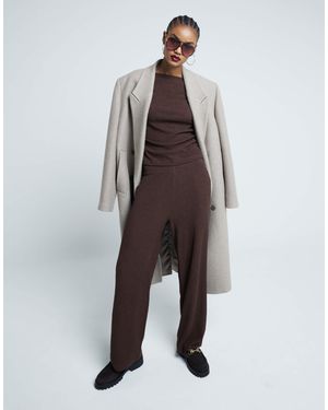 River Island Textured Wide Leg Trouser Co-ord - Brown