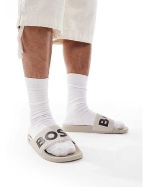 BOSS Sandalias Blancas Y Negras Para La Piscina Con Logo Aryeh De Boss-Blanco