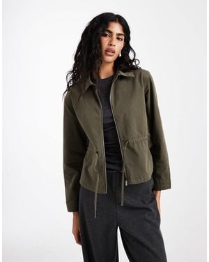 ASOS Veste à col effet papier avec ourlet boule à la taille - kaki - Marron