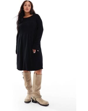 ONLY – skater-midikleid aus strick - Schwarz