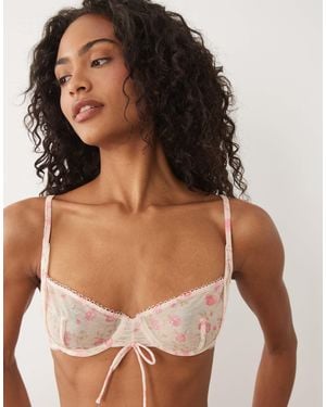 For Love & Lemons Lottie Sheer Underwire Bra - Brown