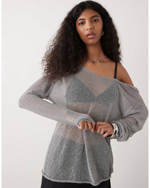 Collusion Festival Sheer Knit Hoodie - Gray