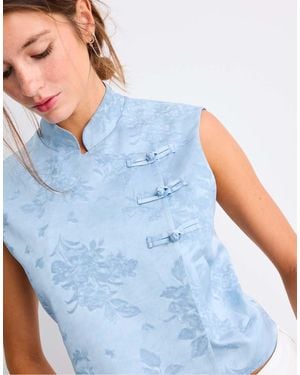 Stradivarius Qipao Waistcoat - Blue