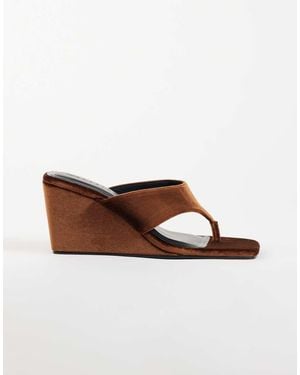ASOS Hiccup Toe Thong Wedges - Brown