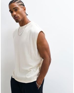 ASOS Oversize-strickweste mit rundhalsausschnitt - Weiß