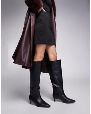River Island Kitten Heel Knee High Boot - Black