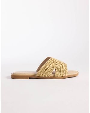 Raid Wide Fit Coraline Flat Slide Sandals - Natural