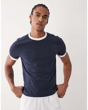 4505 Shrunken Muscle Fit Cotton Baby Ringer Tee With Quick Dry Finish - Blue