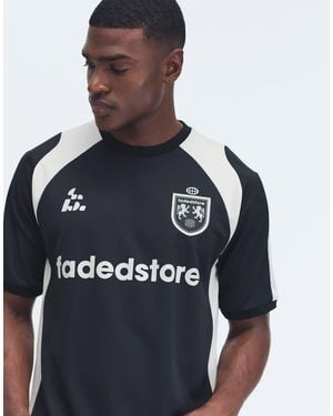 Faded Store Logo Football Jersey With Panel Detail - Blue