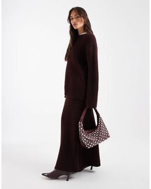 4th & Reckless Wool Feel Ribbed Knit Wide Sleeve Oversized Jumper - Purple