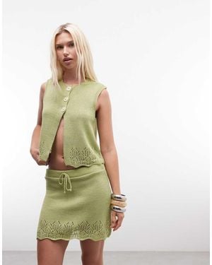 Reclaimed Vintage Festival Knit Mini Skirt - Green