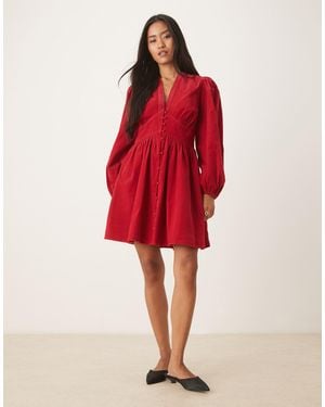 Nobody's Child – starlight – langärmeliges minikleid aus cord - Rot