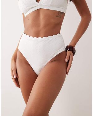 Peek & Beau Bikinibroekje Met Hoge Taille En Broderie - Wit