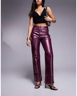 River Island Relaxed Straight Coated Jeans - Purple