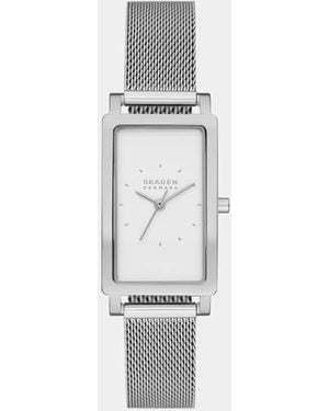 Skagen Hagen Lille Three-Hand, Stainless Steel Rectangular Watch - White