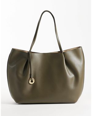 Mango Faux Leather Slouch Tote Bag - Green