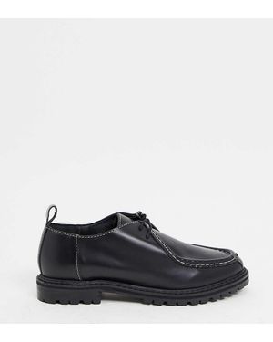 ASRA Zapatos Planos Negros Con Cordones De Cuero Freddie Exclusivos De