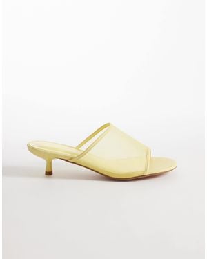 Glamorous Kitten Heel Mesh Sandals - White