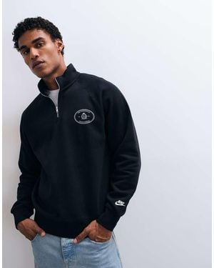 Nike Club Ncc Felpa Con Logo E Zip Corta Nera - Blu