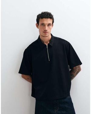 ASOS Recht Oversized Overhemd Met 1/4 Rits - Blauw