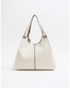 River Island Faux Leather Tote Bag - Natural