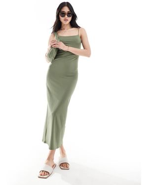 Pull&Bear Vestito Lungo Con Spalline Sottili - Verde