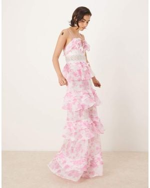 True Decadence V Neck Maxi Dresses - Pink