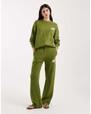 adidas Originals Knitted Wide Leg Track Trousers - Green