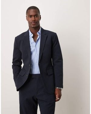 Abercrombie & Fitch Abercombie & Fitch Slim Single Breasted Seersucker Suit Blazer Co-ord - Blue