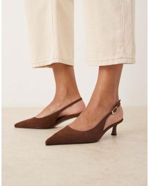 ASOS Skip Slingback Kitten Heel Shoes - Natural