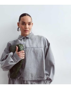 ARRANGE Curve Denim Oversized Shirt Co-Ord - Grey