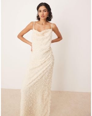 Vila Cowl Neck Textured Cami Maxi Dress - Natural