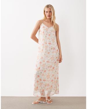 Vila Lace Trim Cami Midi Dress - Natural