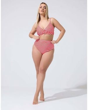 Yours Clothing Stripe Bikini Briefs - Red