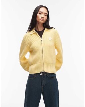 Lacoste Zip Thru Knit Cardigan - Natural